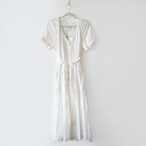 Chelsea & Violet French White Button Down Boho Tiered Maxi Dress Size L NWT